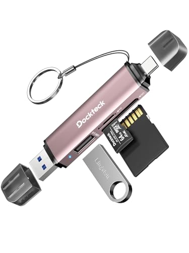 Image of Dockteck SD Card Reader, USB3.0, 3-Slot USB A /C to Micro SD Adapter,Pink | 5G Super Speed, Memory Card Reader for UHS-I SD /Micro SD /SDHC /SDXC /MMC, OTG Support, Plug&Play,Compatible with Macbook iphone