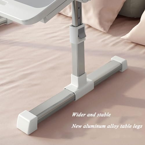 Mesa de cama para ordenador portátil con soporte ajustable y estantería de lectura 7