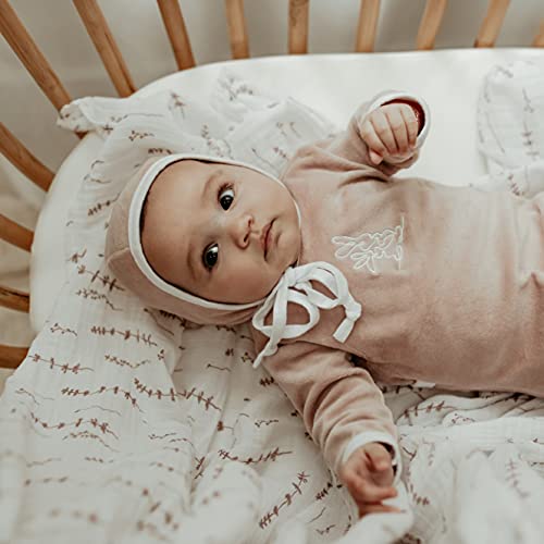 Image of Ely's & Co. Muslin Swaddle Blanket 2-Pack - 100% Cotton Muslin Extra-Large Swaddle Blankets (47 inch x 47 inch) Solid + Printed (Delicate Leaves + Solid Lavender)