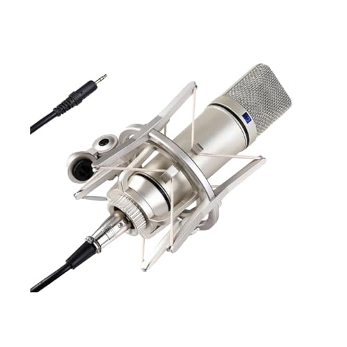 WIHFHGZ Micrófono de Condensador Profesional para Podcast Estudio y Streaming, Gran Diafragma 48V - Sonido Claro, Kit Completo con Soporte y Cable para Grabación y Canto