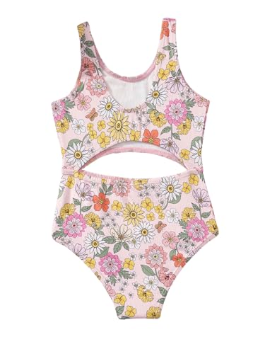 Image of WDIRARA Girl's Floral Print Cut Out V Neck One Piece Swimsuit Swimwear Summer Beach Bathing Suit