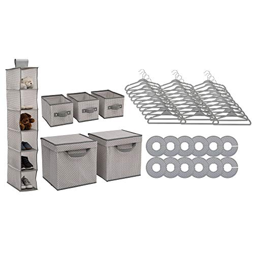 Delta ChildrenNursery Storage 48 Piece Set - Easy Storage/Organization Solution - Keeps Bedroom, Nursery & Closet Clean, Grey