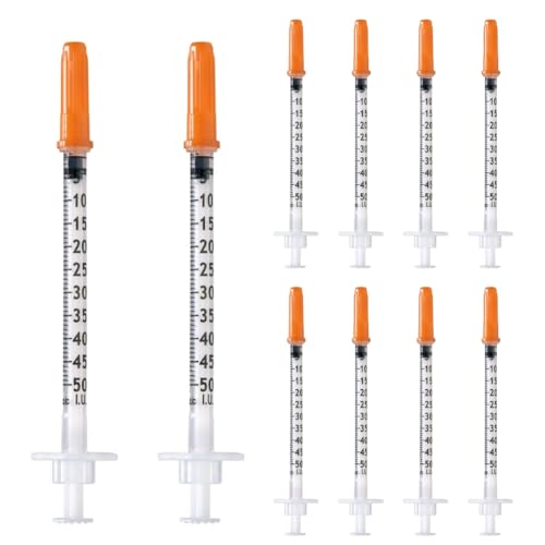 primeTEQ 100 unidades de tubo de plástico de 0,5 ml/cc 29 G (0,33 x 12,7 mm), herramientas de medición multiusos, empaquetadas individualmente (29 g de 1/2/'')
