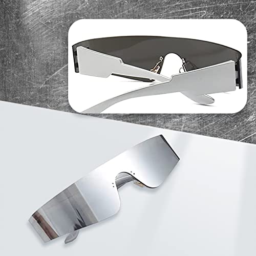 FLAVNTEL Lunettes de Soleil Futuristes, 2 Paires Argentées Rose, Lunettes Spatiales, Jeu de Rôle Amusantes – vue 6