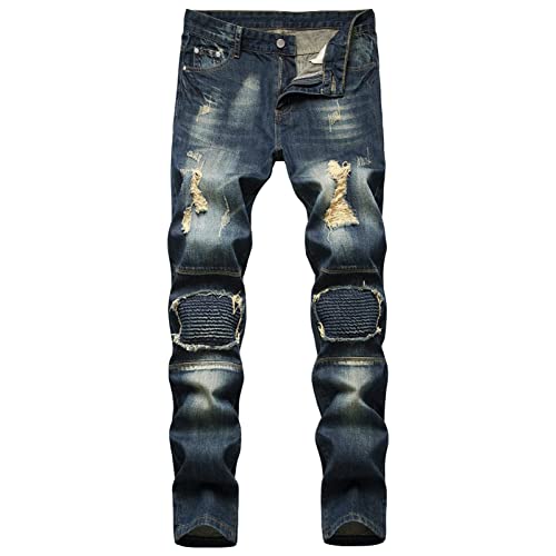 Jeans droite slim hommes à patchs idéal pour vos sorties urbaines décontractées