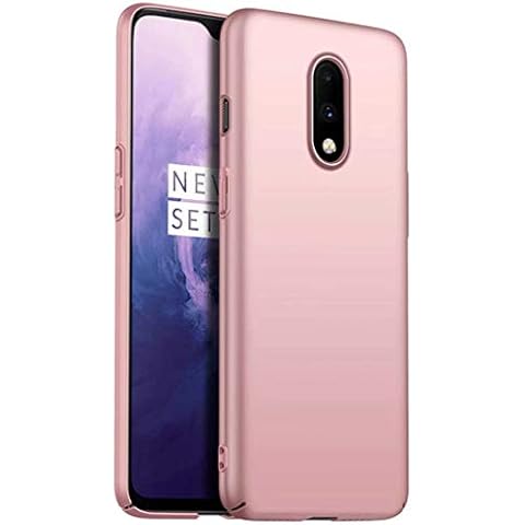 NiaCoCo Compatible with OnePlus 7 Case PC Silicone Shockproof,Ultra Thin Anti Scratch Protective Case for OnePlus 7-Rosegold Cover