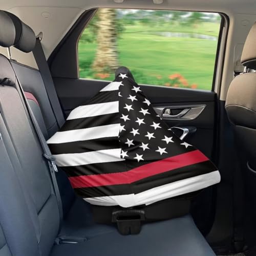Image of Coldinair US Flag Car Seat Cover for Babies Boys Girls,Nursing Cover,Soft Stretchy Infant Carseat Canopy,Shopping Cart /High Chair /Stroller Covers