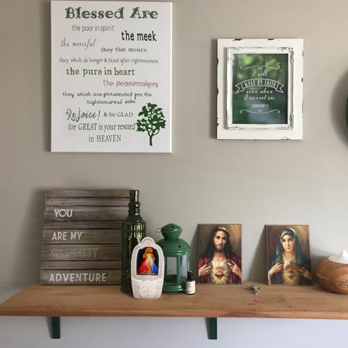 Image of KOMI Porcelain Divine Mercy Jesus Catholic Holy Water Font for Entrance of Home Church Wall Hanging Decor Religious Christian Gift Jesus I Trust in You Holy Water Holder