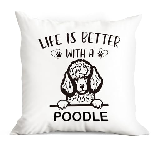 Huester 318 Poodle Pillow Covers 18X18,Poodle Gifts,Poodle Gifts For Poodle Lovers,Poodle Decor,Poodle Mom Gifts,It'S Not Dog Hair It'S Poodle Glitter Throw Pillow Covers cover