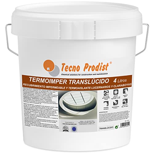 Tecno Prodist Termoimper Translúcido 4 Litros Impermeabilizante Traslúcido Muy Elástico, Aislante Térmico Y Reflexivo, Especial Claraboyas, Lucernarios, Ideal Para Cristal, Fibra De Vidrio, Pvc,Etc