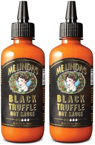Melinda's Black Truffle Bundle: 24 fl oz Black Truffle Hot Sauce | 2 Pack | & 1-8" Red Babecue Basting Brush