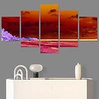 SIGNWIN 5 Panel Canvas Wall Art Modern Art Beach Coastal Multicolor Photography Relax/Calm Tropical for Home Decorations Ready to Hang - 60