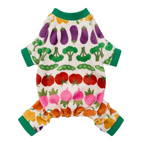 Image of Fitwarm Funny Vegetable Dog Pajamas, Warm Winter Dog Clothes for Small Dogs Boy Girl, Cozy Pet Onesie with Feet, Green, White, Red, Pink, Purple, Medium