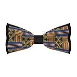 African Kente Print Men's Bow Tie Pre-Tied Adjustable Bowtie Necktie Design for Gift