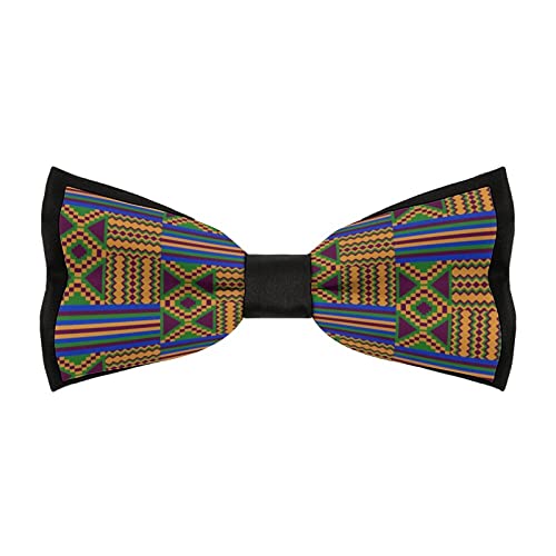 African Kente Print Men's Bow Tie Pre-Tied Adjustable Bowtie Necktie Design for Gift