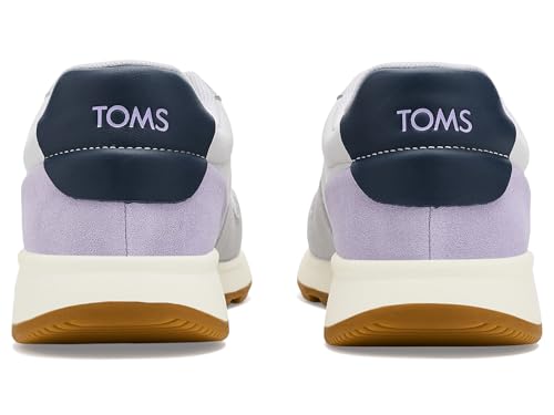TOMS Women's Trvl Lite Retro Runner Sneaker, Suede and Textile Upper, Water Repellent, Stretch Laces, CloudBound Insole, Lunar Grey Vintage Twill/Suede, 7.5