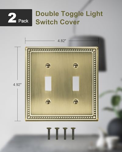 TREEWELL Pacote com 2 placas de interruptor de luz de interruptor duplo, tampas decorativas de pérol