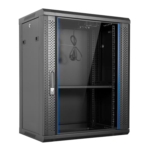 aiten data Armario Rack Mural 19" 15U Medidas 600 x 600 x 780 mm. Incluye Bandeja Fija, 2 Escuadras Laterales en L, 1 Ventilador de Techo de 120 mm, Tornillos de Montaje y 2 Llaves