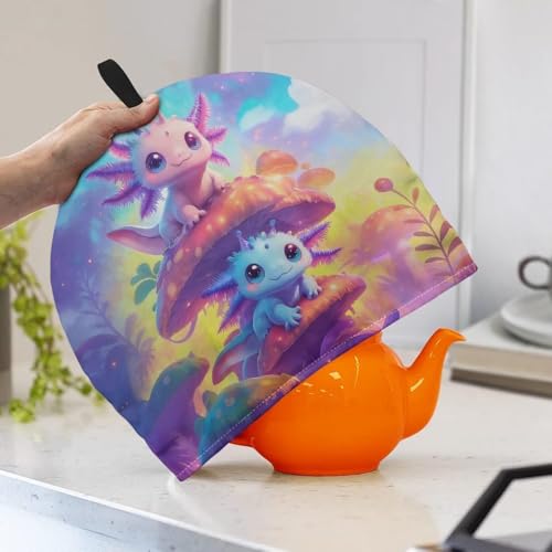 Image of Cartoon Salamander Print Handmade Tea Cozy Kitchen Home Decorations Teas Cosy Creative Gifts Tea Cozies for Teapot Keep Warm Double Tnsulated Kettle Cover for Office