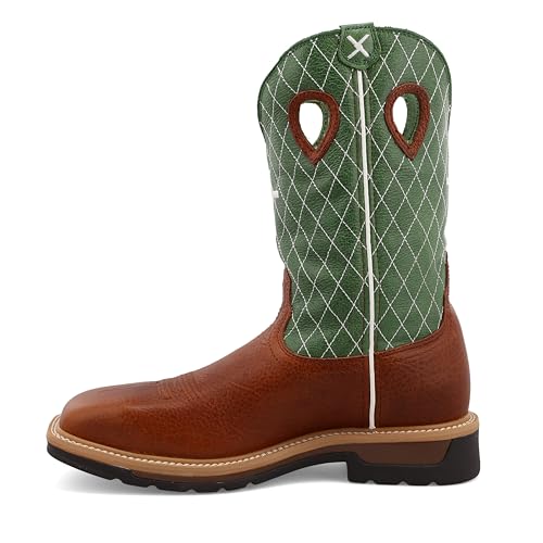 TWISTED X Mens Lite Cowboy Cognac Glazed Pebble/Lime Workboot2