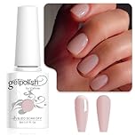 Vishine Sheer Nude Pink Gel Nail Polish, 1Pcs 8ml Jelly Natural Pink Translucent Color UV Light Cure Nail Gel for Nail Art DIY French Manicure at Home E018