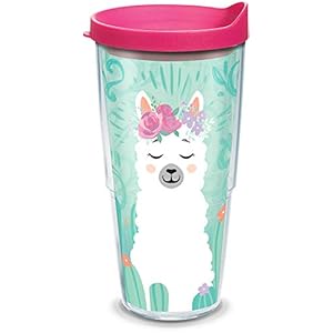 Tervis Llama Flora Made in USA Double Walled Insulated Tumbler Travel Cup Keeps Drinks Cold & Hot, 24oz, Clear
