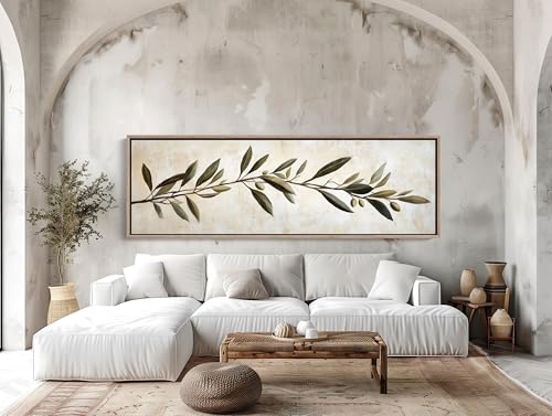 Impression d'art botanique branche d'olivier extra large 45x135cm