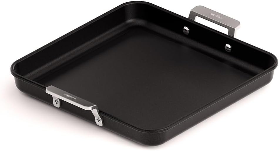 Valira Scratch Resistant Induction Ready Sloped Pan with Side Handles, 11-Inch, Black