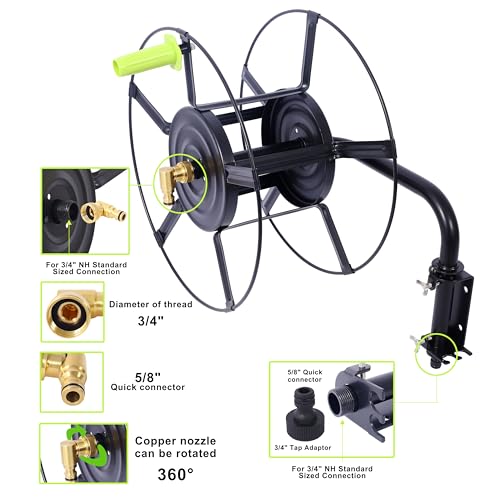 Swivel Hose Reel Wall Mount - 180 Degree Pivot Hose Hanger - Great for Garden Storage - Hose Holder Wall Mount for Air Hose - Heavy Duty Steel Hose Hanger - Thumbnail 4