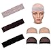 fani Velvet Wig Grip Band Elastic Headband Strap Scarf Head Comfort Adjustable Extra Hold Non Slip 3 Pcs Wig Grip for Wig with 4 Pcs Hair Net Wig Cap (Black, Beige, brown)