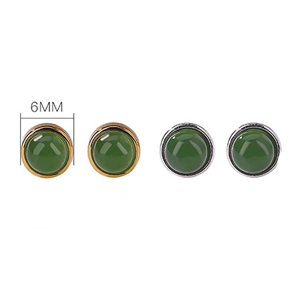 WBDWWTD Natürliche grüne Jade Ohrstecker, Hetian Ohrringe für Damen Herren Sterling Silber Ohren, Hotan Schmuck