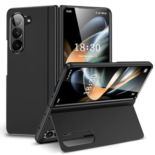 FDHYFGDY Cover per Samsung Galaxy Z Fold 6 con Supporto, Custodia Protettiva Rigida in PC Antigraffio per Galaxy Z Fold 6 Pieghevole (Nero)