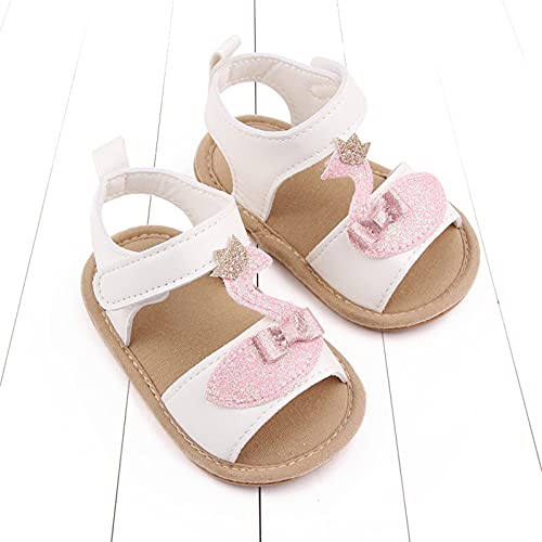 Baby Boy Unisex Sandals Shoes First Walkers Prewalkers Soft Sole Flat Shoes Summer Princess Shoes (White, 4 Toddler)4