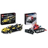 LEGO 42151 Technic Bugatti-Bolide, Auto-Modellbausatz, Sportwagen-Spielzeug,ab 9 Jahre & 42148 Technic Pistenraupe, 2in1 Winter-Fahrzeug-Modell-Spielzeug mit Schneemobil