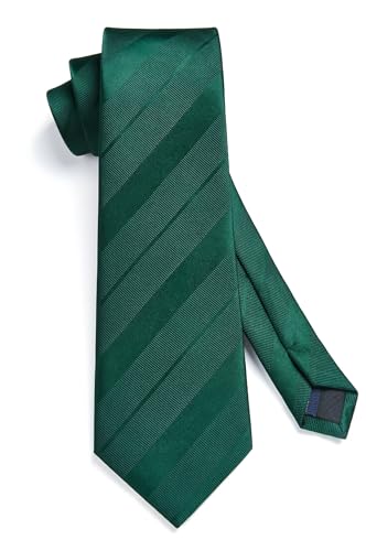 Image of HISDERN Mens Ties Set Stripe Plaid Ties for Men and Pocket Square Cufflinks Formal Silk Necktie Wedding Business
