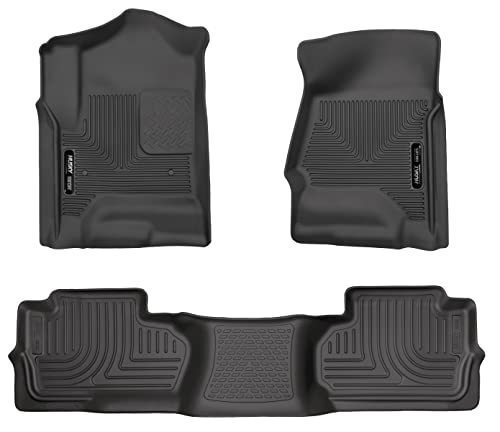 Husky Liners Weatherbeater Series | Front & 2nd Seat Floor Liners (Footwell Coverage) - Black | 98241 | Fits 2014-2018 Chevrolet Silverado/GMC Sierra 1500, 2015-2019 2500/3500 HD/LD Double Cab 3 Pcs