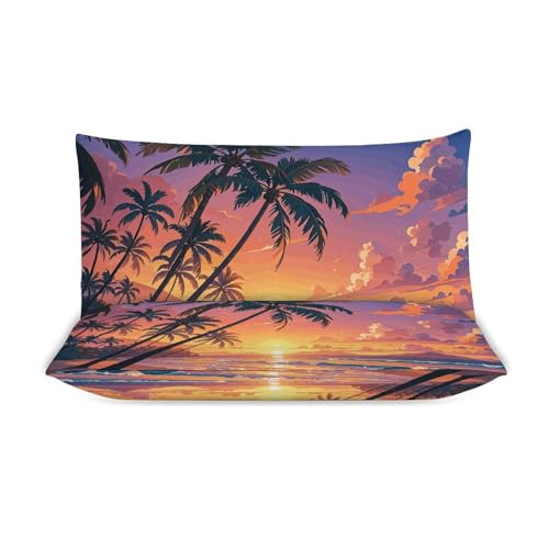 Housse de couette plage tropicale 200x230 cm avec 2 taies d'oreiller