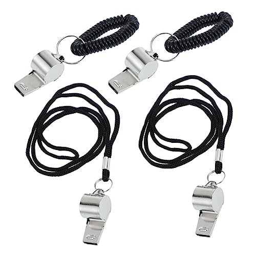 Set de 4 silbatos deportivos de acero inoxidable para árbitros miniatura 1