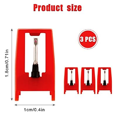 3pcs Record Player Needle, Turntable Replacement Needle Long-Lasting Record Player Needle Replacement Diamond Stylus Replacement for Vinyl Record Player LP Phonograph,Victrola, ION, Crosley (Red)