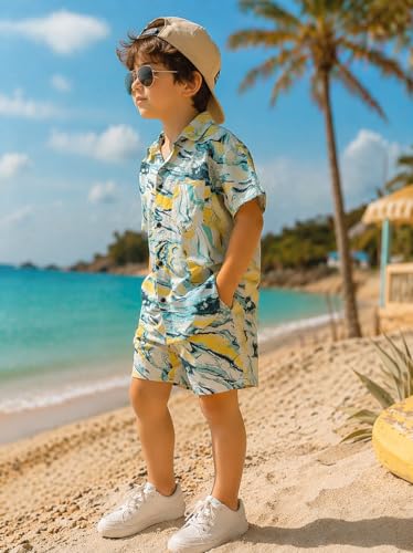 Image of superminis Boys Coordinated Set With Printed Rayon /Cotton Shirt and Shorts