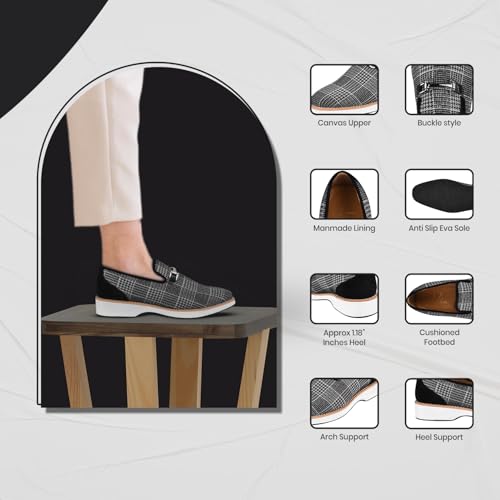 Image of LIBERTYZENO Mens Tuxedo Canvas Textile and Suede Leather Noble Loafers and Slip On Wedding Party Shoes for Easter Gift