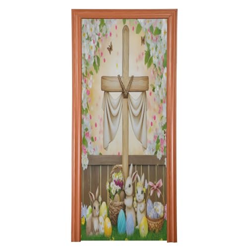 FLildon Spring with Easter Bunnys Door Cover Decoration, Party Accessory Porch Decor for Festive Ornament Room Door Covers 36 x 98 Inch