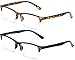 Newbee Fashion Half Frame Semi Rimless Frame Clear Lens Glasses Frame for Men & Women Stylish Design Light Weight - 2 Pack