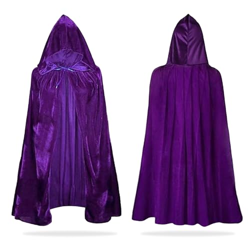 YAUOIPI Cape Violet à Capuche pour Halloween, Cape Sorcier, Halloween Cosplay Costume Cape Longue Cape Garçons Filles pour Sorcière Diable Vampire Cosplay Déguisement (Violet, 100cm)