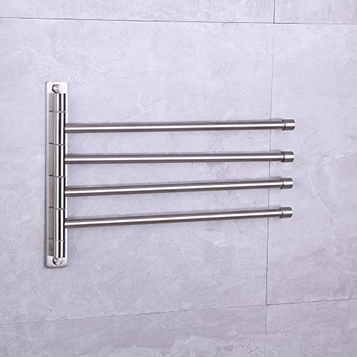 kimzcn Swivel Towel Bar 4-Arm Bathroom Towel Holder Wall-Mounted Swing Out Towel Rack with Hooks Rustproof Brushed Finish by kimzcn - Image 7