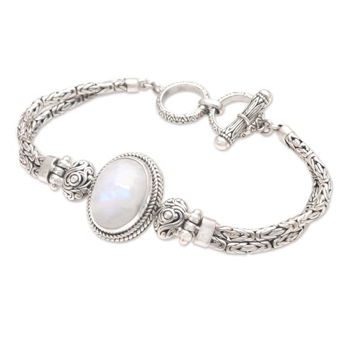 NOVICA Handmade Rainbow Moonstone Pendant Bracelet from Bali Sterling Silver Indonesia Gemstone 'Rare Moon'3