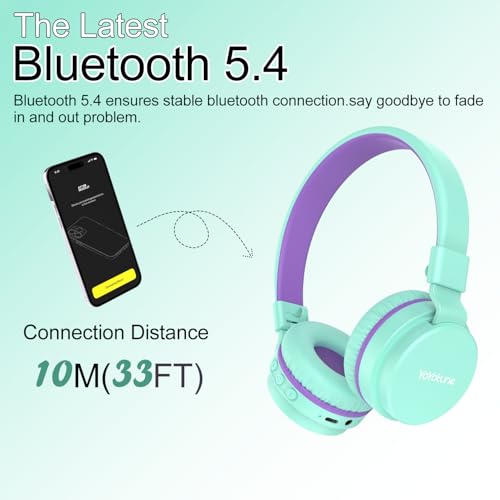 Image of Kids Bluetooth Headphones,Lightweight Kids Headphones Wireless,85 /94dB Safe Volume,40H Playtime,Fast Charging,Bluetooth 5.3,Over Ear,Toddler Headphone Built-in Mic for School /Tablet /Travel (Green)
