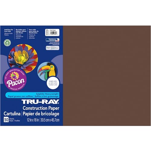 Tru-Ray® Construction Paper, 50% Recycled, 12\" x 18\", Dark Brown, Pack Of 50 - Thumbnail 2