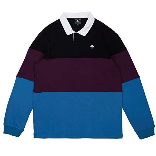 LRG Men's Lifted Research Group Long Sleeve Polo Rugby Shirt, Black, M