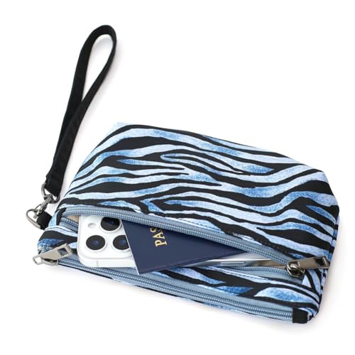 Image of Small Wristlet Wallets for Women, Zip Clutch Bag with Wristlet Pouch, 3-Zipper Original Design